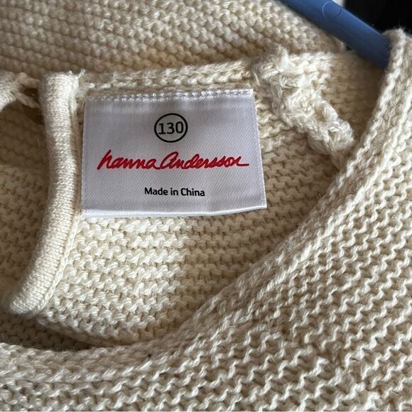 Hanna Andersson Cream Long Sleeve Cable Wool Blend Dress - Picture 6 of 8